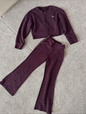 Zara Girls' Burgundy Flare Sweatpants